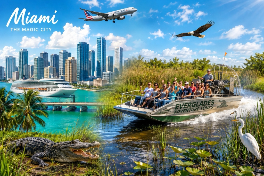Miami Combo Tour — airboat in the Everglades and a convertible cruising Ocean Drive